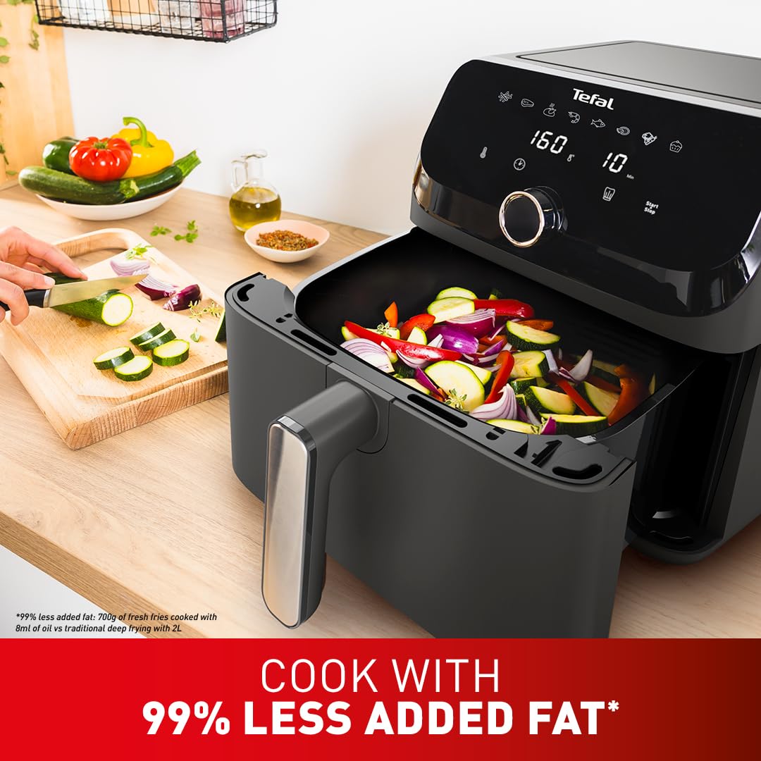 Tefal Easy Fry Mega, Air fryer, Extra-Large Capacity 7.5 L, 8 Preset Programs, Compact Size,EY855HG0, Grey