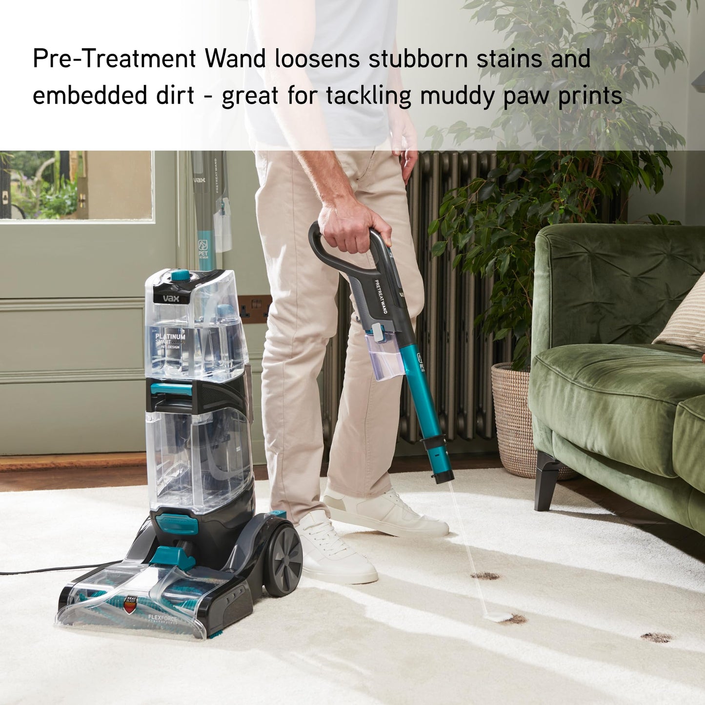 Vax Smartwash Pet-Design Carpet Cleaner | Kills 99% of Bacteria | Pre-treatment Wand – CDCW-SWXP, Grey, White and Teal